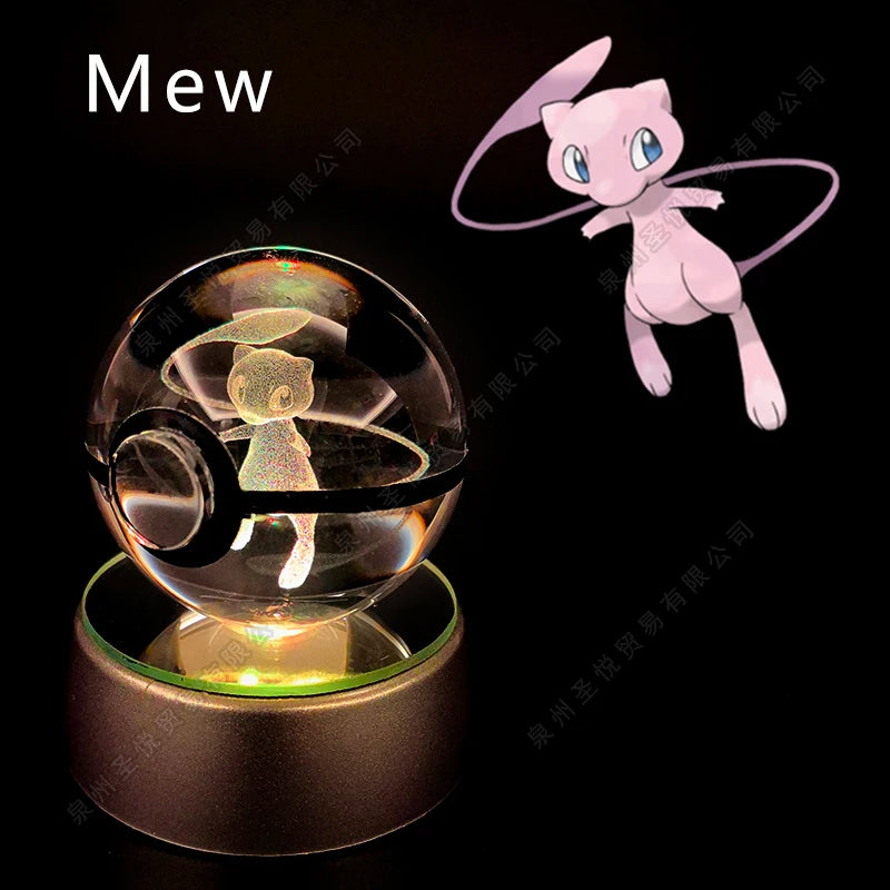 Pokémon 3D Crystal Ball Night Light – LED Glass Lamp & Collectible Gift