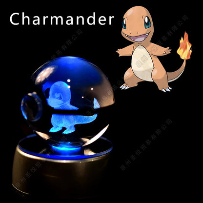 Pokémon 3D Crystal Ball Night Light – LED Glass Lamp & Collectible Gift
