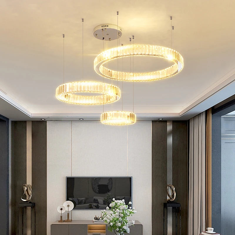 Dimmable Luxury Light That Commands the Room —  Lumora Crystal Ring Chandelier