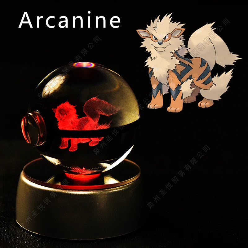 Pokémon 3D Crystal Ball Night Light – LED Glass Lamp & Collectible Gift
