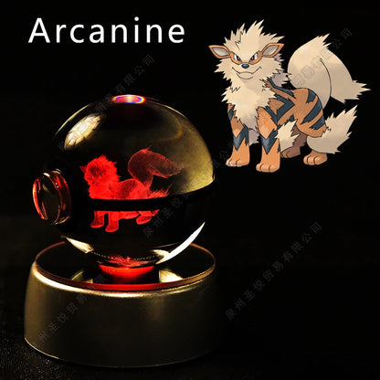 Pokémon 3D Crystal Ball Night Light – LED Glass Lamp & Collectible Gift