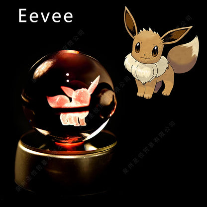 Pokémon 3D Crystal Ball Night Light – LED Glass Lamp & Collectible Gift