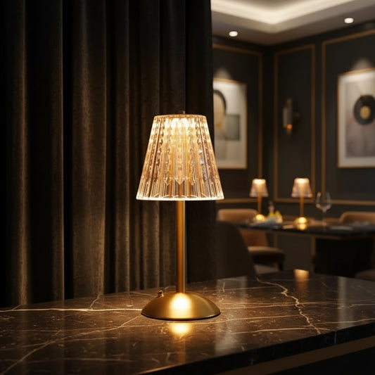 Crystal Touch LED Desk Lamp — Dimmable & USB Rechargeable