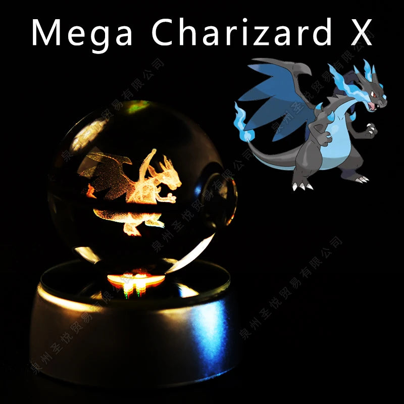 Pokémon 3D Crystal Ball Night Light – LED Glass Lamp & Collectible Gift