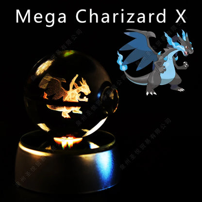 Pokémon 3D Crystal Ball Night Light – LED Glass Lamp & Collectible Gift
