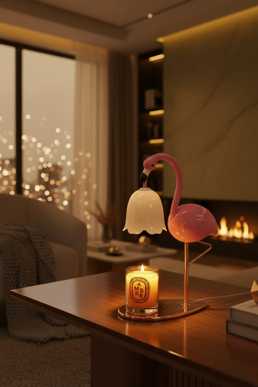 Lumora Flamingo Glow — Dimmable Candle Warmer Lamp with Timer
