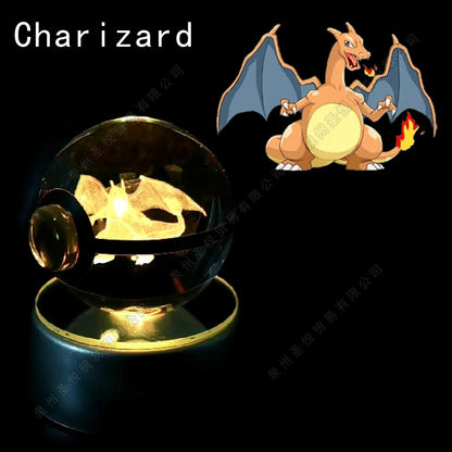 Pokémon 3D Crystal Ball Night Light – LED Glass Lamp & Collectible Gift