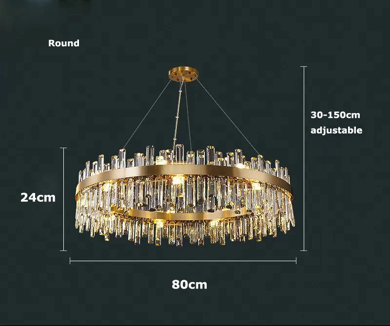 Round & Oval Luxury LED Light for Dining Rooms & Grand Spaces — Crystal Halo Chandelier