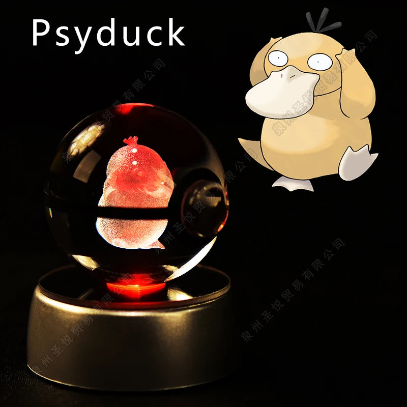 Pokémon 3D Crystal Ball Night Light – LED Glass Lamp & Collectible Gift