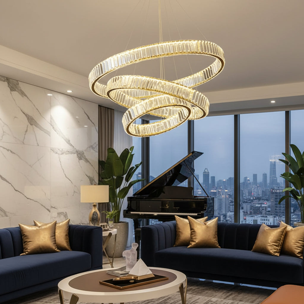 Dimmable Luxury Light That Commands the Room —  Lumora Crystal Ring Chandelier