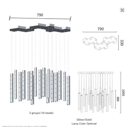 Lumora Tube Chandelier — Modular Nordic LED Ceiling Light for Dining Rooms, Living Rooms & Bars