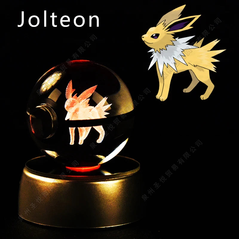 Pokémon 3D Crystal Ball Night Light – LED Glass Lamp & Collectible Gift