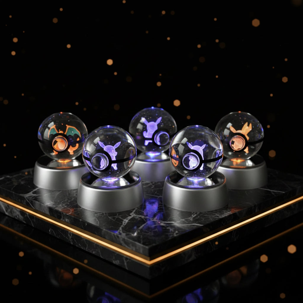 Pokémon 3D Crystal Ball Night Light – LED Glass Lamp & Collectible Gift