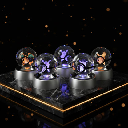 Pokémon 3D Crystal Ball Night Light – LED Glass Lamp & Collectible Gift