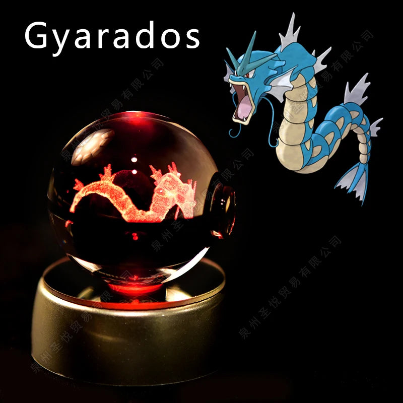 Pokémon 3D Crystal Ball Night Light – LED Glass Lamp & Collectible Gift