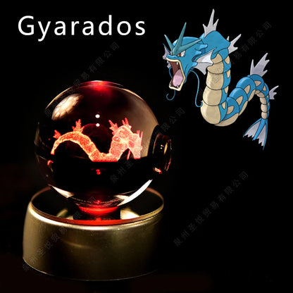 Pokémon 3D Crystal Ball Night Light – LED Glass Lamp & Collectible Gift