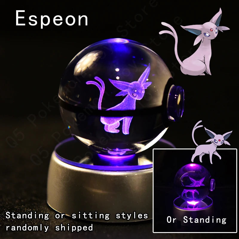 Pokémon 3D Crystal Ball Night Light – LED Glass Lamp & Collectible Gift