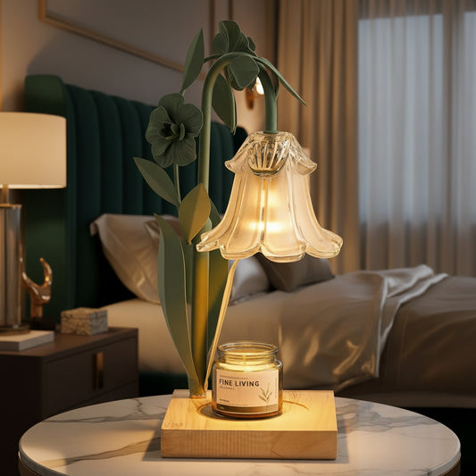 Bloom & Glow – Dimmable Flower Candle Warmer Lamp with Timer