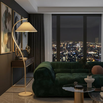 The Lumora Arc — Cream Fishing Floor Lamp for Living Spaces