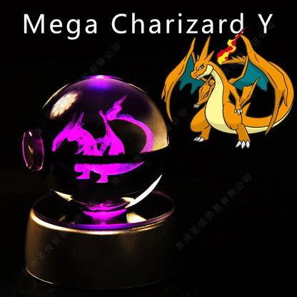 Pokémon 3D Crystal Ball Night Light – LED Glass Lamp & Collectible Gift