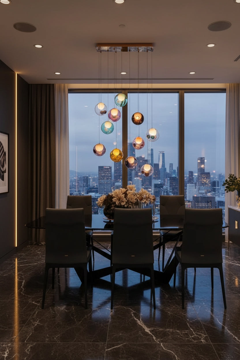 Prismatic Bubble Chandelier | Handmade Glazed Glass