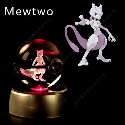 Pokémon 3D Crystal Ball Night Light – LED Glass Lamp & Collectible Gift