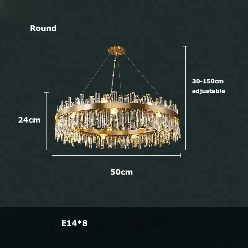Round & Oval Luxury LED Light for Dining Rooms & Grand Spaces — Crystal Halo Chandelier