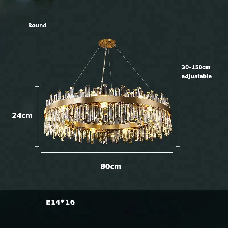 Round & Oval Luxury LED Light for Dining Rooms & Grand Spaces — Crystal Halo Chandelier
