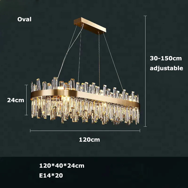 Round & Oval Luxury LED Light for Dining Rooms & Grand Spaces — Crystal Halo Chandelier