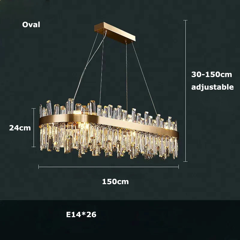 Round & Oval Luxury LED Light for Dining Rooms & Grand Spaces — Crystal Halo Chandelier