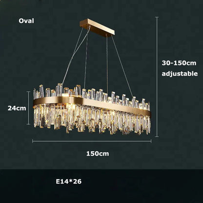 Round & Oval Luxury LED Light for Dining Rooms & Grand Spaces — Crystal Halo Chandelier