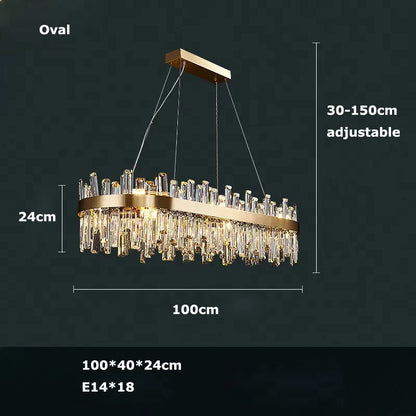 Round & Oval Luxury LED Light for Dining Rooms & Grand Spaces — Crystal Halo Chandelier